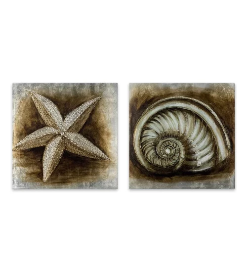 Πίνακες σε καμβά Starfish-Shell 2 τμχ. ψηφιακής εκτύπωσης 103x50x3εκ.