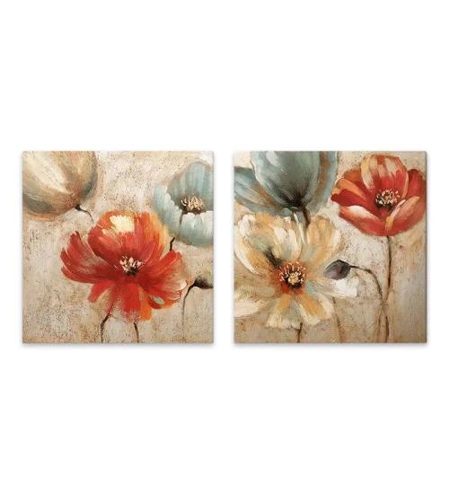 Πίνακες σε καμβά Flowers 2 τμχ. ψηφιακής εκτύπωσης 103x50x3εκ.
