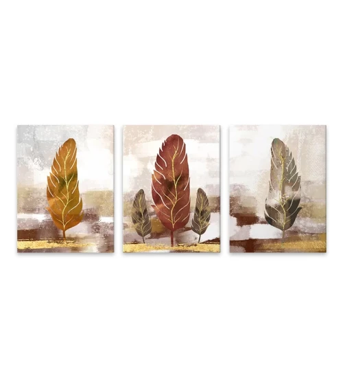 Πίνακας σε καμβά Autumn Leaves τρίπτυχος ψηφιακής εκτύπωσης 126x55x3εκ.
