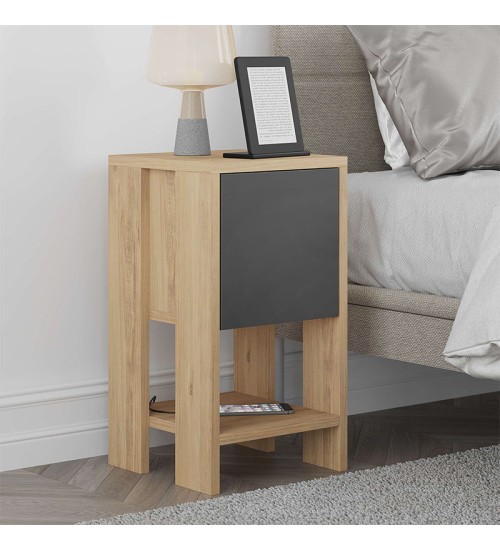 Κομοδίνο συνδυασμό Φυσικό Οξιάς- Ανθρακί 30x30εκ.