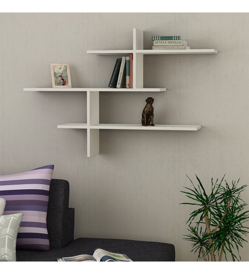 Ραφιέρα τοίχου μελαμίνης χρώμα λευκό 123x22x80εκ.