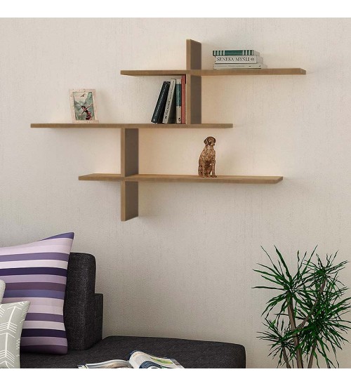 Ραφιέρα τοίχου χρώμα ανοιχτό καρυδί 123x22x80εκ.