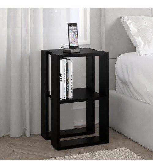 Κομοδίνο-τραπεζάκι βοηθητικό χρώμα μαύρο 34x30x55εκ.