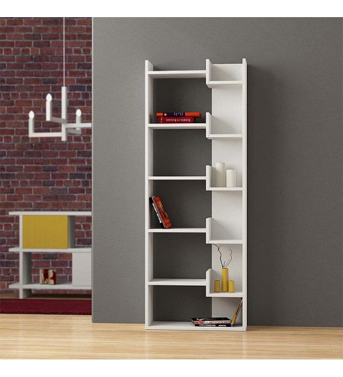Βιβλιοθήκη χρώμα Λευκό 60x22x162εκ.