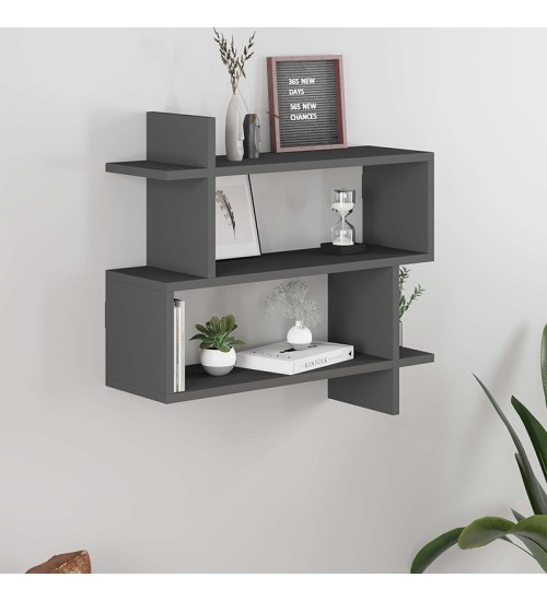 Ραφιέρα τοίχου μελαμίνης χρώμα ανθρακί 70x22x65εκ.