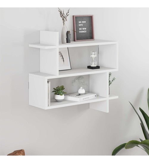 Ραφιέρα τοίχου μελαμίνης χρώμα λευκό 70x22x65εκ.