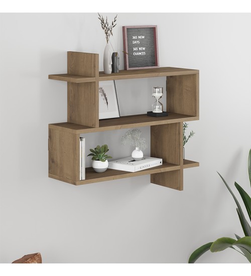 Ραφιέρα τοίχου χρώμα ανοιχτό καρυδί 70x22x65εκ.