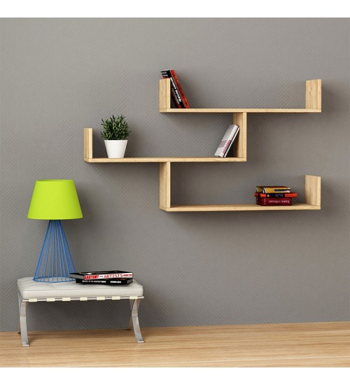 Ραφιέρα τοίχου μελαμίνης χρώμα φυσικό οξιάς 119x22x66εκ.