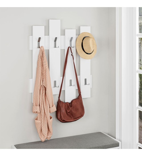 Κρεμάστρα τοίχου Χρώμα Λευκό 64x4x81εκ.