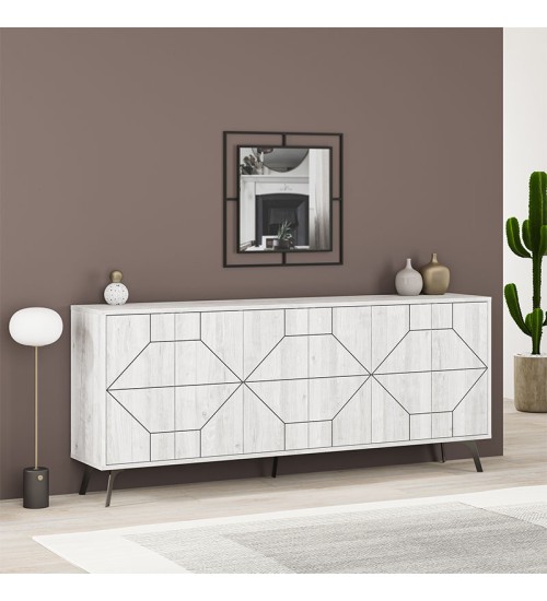 Μπουφές μελαμίνης χρώμα λευκό αντικέ 184x35x77,4εκ.