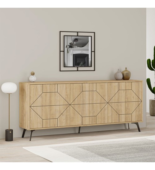Μπουφές μελαμίνης χρώμα φυσικό οξιάς 184x35x77,4εκ.