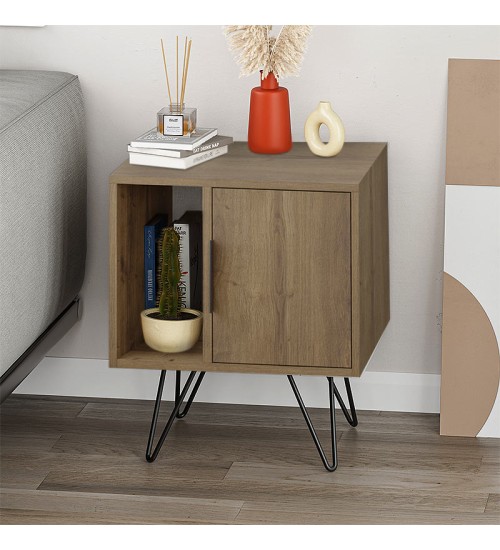 Κομοδίνο χρώμα Καρυδί Ανοικτό 50x44εκ.