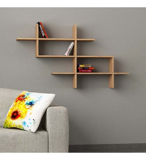 Ραφιέρα τοίχου μελαμίνης χρώμα φυσικό οξιάς 150x22x82εκ.