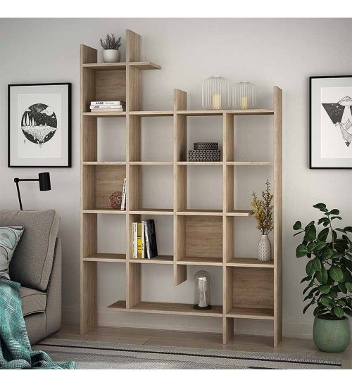 Βιβλιοθήκη χρώμα Φυσικό οξιάς 122x25,5x188εκ.