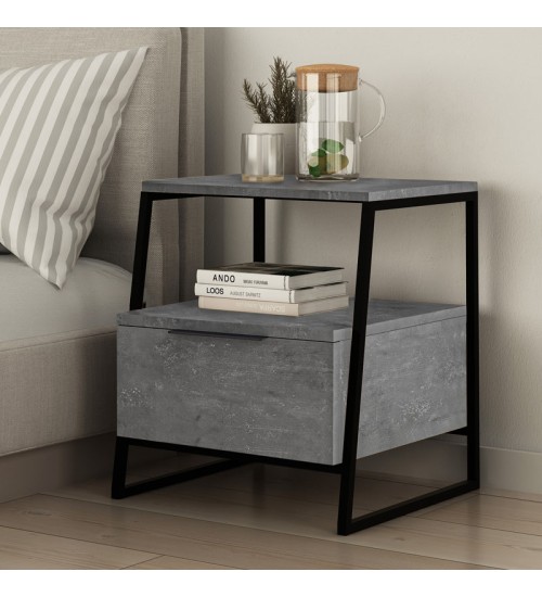 Κομοδίνο χρώμα Γκρι Ρετρό 45x40εκ.