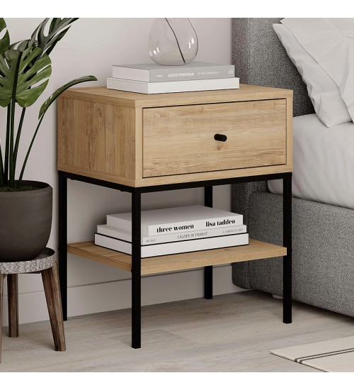 Κομοδίνο χρώμα δρυς 45x35x56εκ.