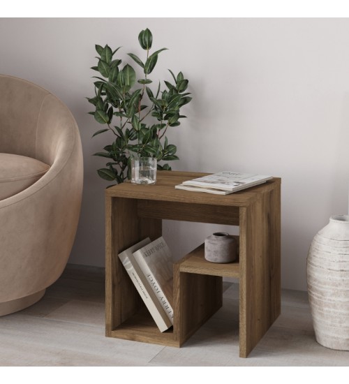 Τραπεζάκι βοηθητικό-Κομοδίνο χρώμα ανοιχτό καρυδί 40x35x40εκ.