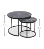 Τραπεζάκια σαλονιού -μεταλλικό χρώμα μαύρο εφέ μαρμάρου 65x65x44εκ.