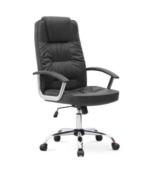 Καρέκλα γραφείου διευθυντική από τεχνόδερμα χρώμα μαύρο 62x63x112/122εκ.