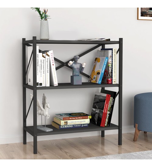 Βιβλιοθήκη Μεταλλική χρώμα Ανθρακί 66x34x85εκ.