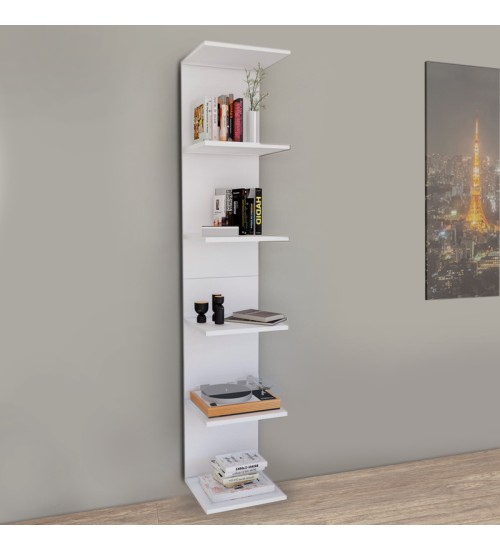 Βιβλιοθήκη-Ραφιέρα τοίχου μελαμίνης χρώμα λευκό 34,5x30x180εκ.