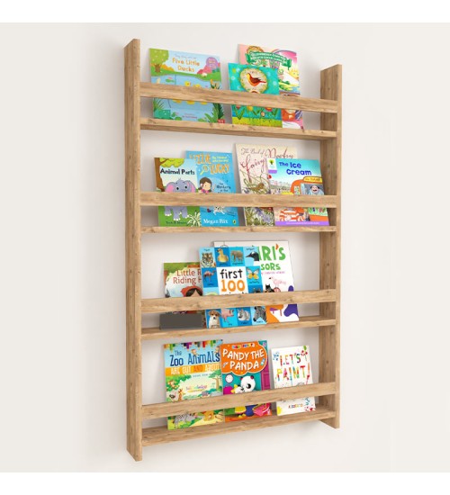 Επιτοίχια βιβλιοθήκη-ραφιέρα από μελαμίνη χρώμα πεύκου βελανιδιάς 70x10x120εκ.