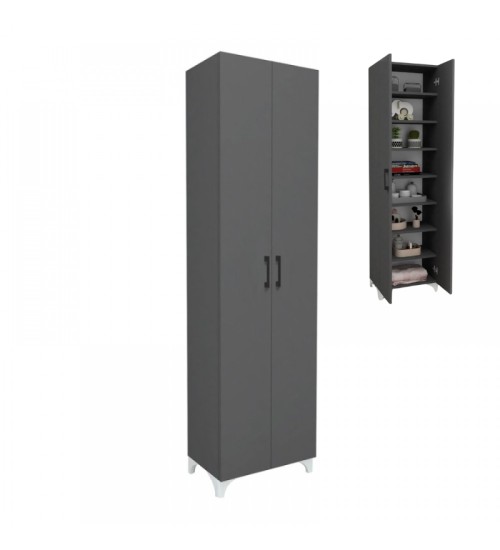 Ντουλάπα-Παπουτσοθήκη Χρώμα Ανθρακί 49x32x178εκ.