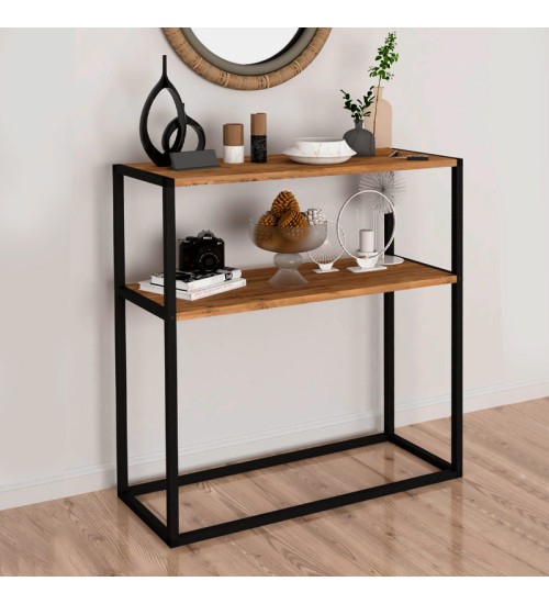 Κονσόλα μεταλλική χρώμα Μαύρο-Πεύκο 90x33,5x90εκ.