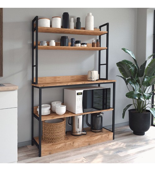 Έπιπλο κουζίνας Μεταλλικό χρώμα Μαύρο-Πεύκου 101x36x160εκ.