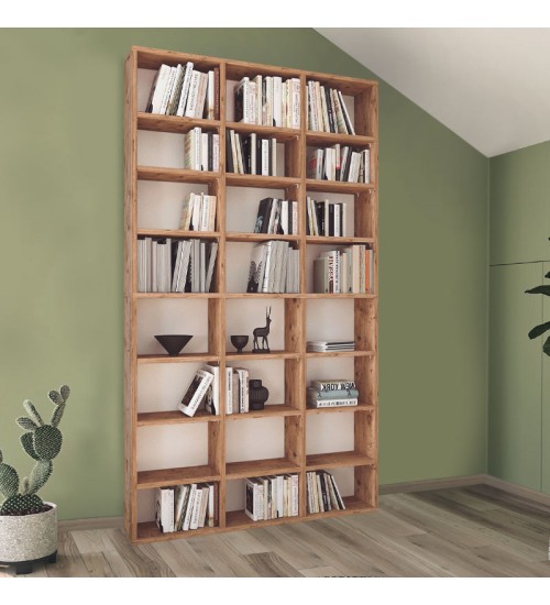 Βιβλιοθήκη χρώμα Πεύκου Βελανιδιάς 102x16x178εκ.