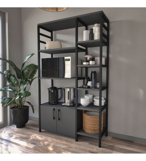 Έπιπλο κουζίνας χρώμα μαύρο-ανθρακί 83,6x30,2x140,7εκ.
