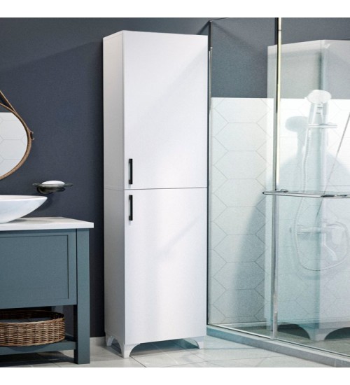 Ντουλάπι κουζίνας/μπάνιου χρώμα λευκό 49x31,8x173,9εκ.