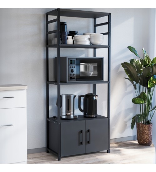 Έπιπλο κουζίνας Μεταλλικό & Χρώμα Ανθρακί 56x30x138εκ.