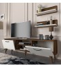 Έπιπλο τηλεόρασης χρώμα Λευκό-Καρυδί 150x30x40,6εκ.