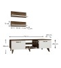 Έπιπλο τηλεόρασης χρώμα Λευκό-Καρυδί 150x30x40,6εκ.