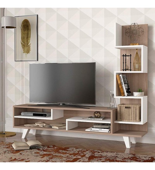 Έπιπλο τηλεόρασης - χρώμα Λευκό & Cordoba 149,5x29,5x120εκ.