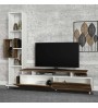 Σύνθεση τηλεόρασης χρώμα Λευκό-Καρυδί 160x29,5x160εκ.