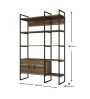 Βιβλιοθήκη Μεταλλική χρώμα Καρυδί 120x39x180εκ.