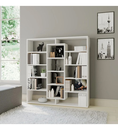 Βιβλιοθήκη χρώμα Λευκό 125x22x135,7εκ.