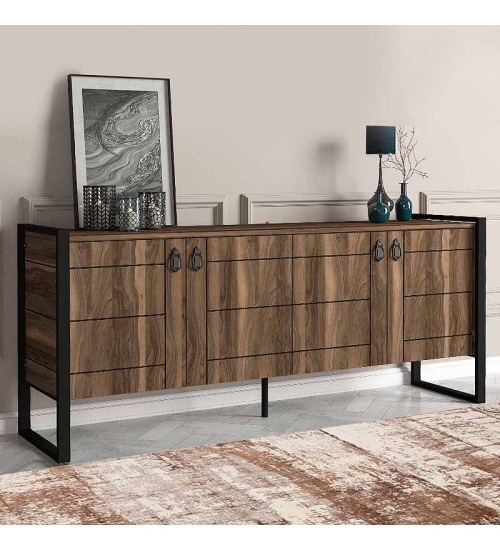 Μπουφές μελαμίνης χρώμα καρυδί 180x40x77,6εκ.