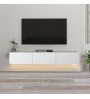 Έπιπλο τηλεόρασης με LED επιτοίχιο σε χρώμα Λευκό 180εκ.
