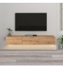 Έπιπλο τηλεόρασης με LED Επιτοίχιο σε χρώμα Βελανιδιά 180εκ.