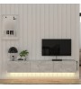 Έπιπλο τηλεόρασης με LED επιτοίχιο σε χρώμα Λευκό Εφέ Μαρμάρου 180εκ.
