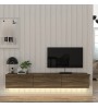 Έπιπλο τηλεόρασης επιτοίχιο με LED - χρώμα Καρυδί 180εκ.