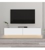 Έπιπλο τηλεόρασης με LED επιτοίχιο σε χρώμα Λευκό 135εκ.