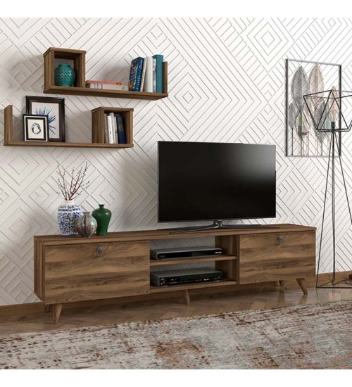 Έπιπλο τηλεόρασης χρώμα Καρυδί 180x31,5x45εκ.