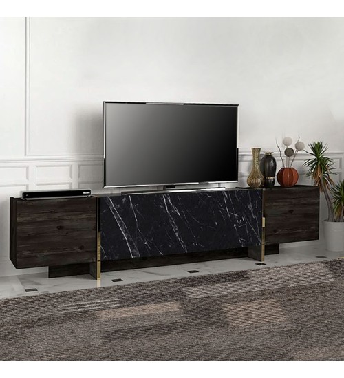 Έπιπλο τηλεόρασης χρώμα Μαύρο Εφέ Μαρμάρου 180x32x45εκ.