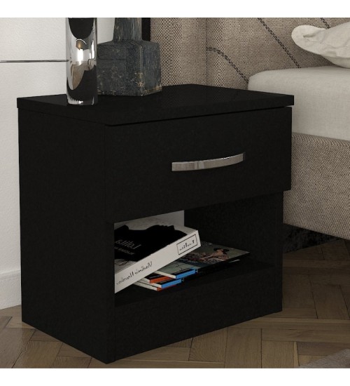 Κομοδίνο χρώμα μαύρο 40x28,2x40εκ.