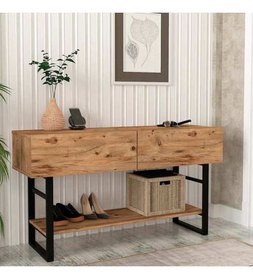 Κονσόλα μελαμίνης χρώμα πεύκο 138,8x41x75,7εκ.