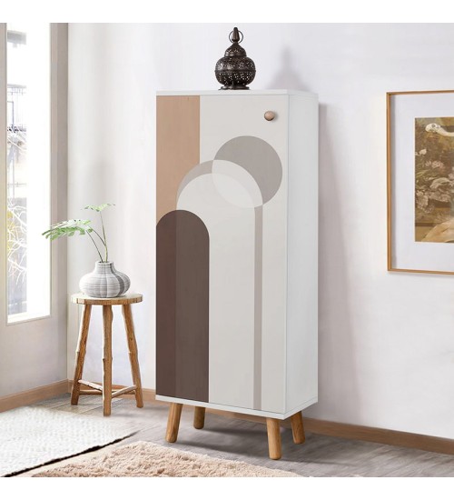 Ντουλάπι κουζίνας/μπάνιου-Παπουτσοθήκη Χρώμα Λευκό με Σχέδιο 50x38x135εκ.